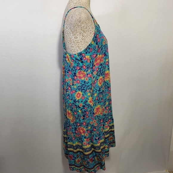 Qearal Women SZ S Floral Print Sleeveless Adjustable Strap Pockets Dress Beach - Picture 10 of 16